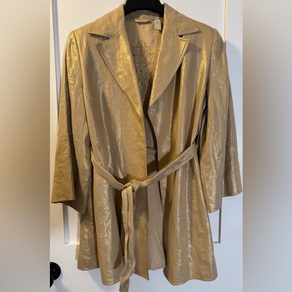 TREVAN Shimmering Gold Linen Women's JACKET